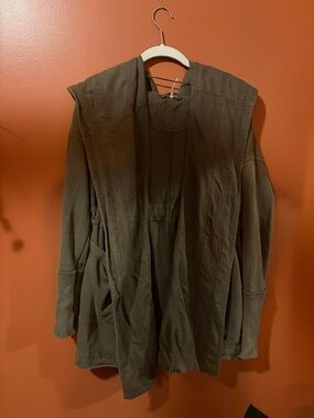 Free People Olive Green Hooded Utility Jacket